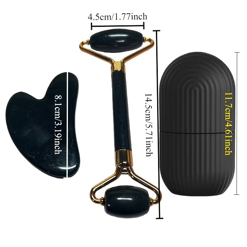 3-Piece Ice Face Roller & Gua Sha Facial Tools Set