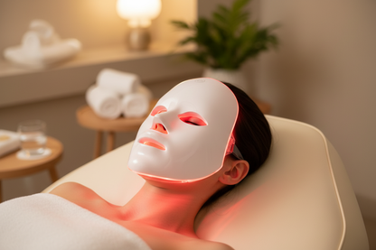 Model wearing LED Light Therapy Face Mask